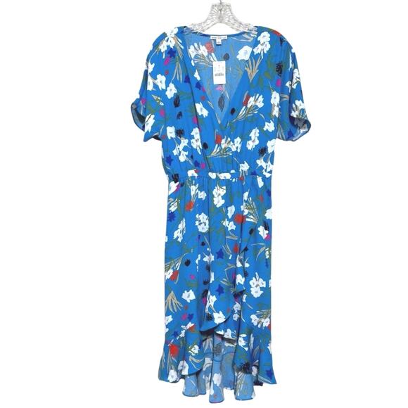 J. Crew Faux Wrap V-Neck Elastic Waist Dress Blue Floral Size Small - Picture 8 of 11